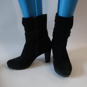Womens La Canadienne Black Suede Midi Boots 7.5